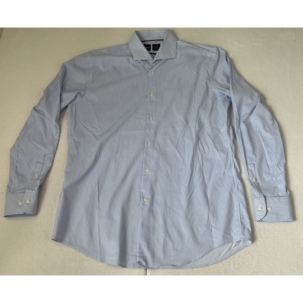 Hugo Boss Performance Stretch Slim Fit Shirt White Blue Men's XL 43/17